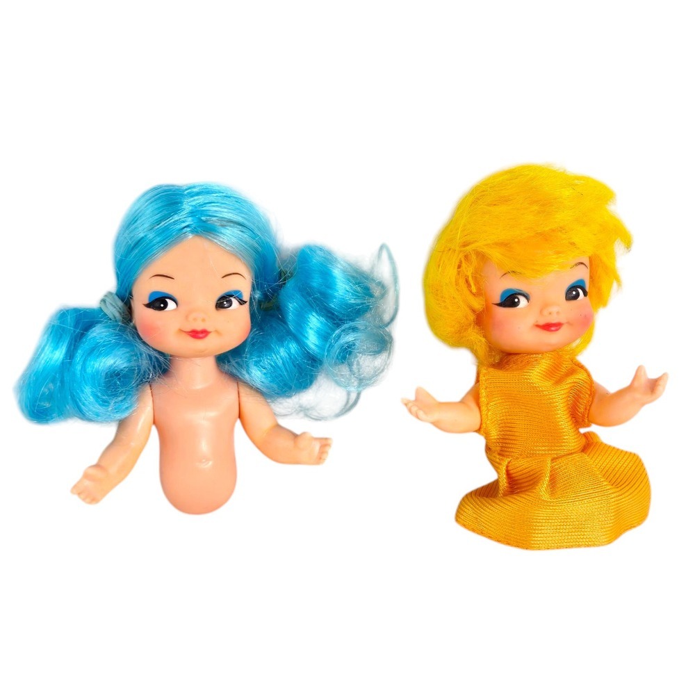 1969 REMCO Finger Ding Dolls Sally The Skater Blue‎ & Hair Betty Blonde Lot Of 2